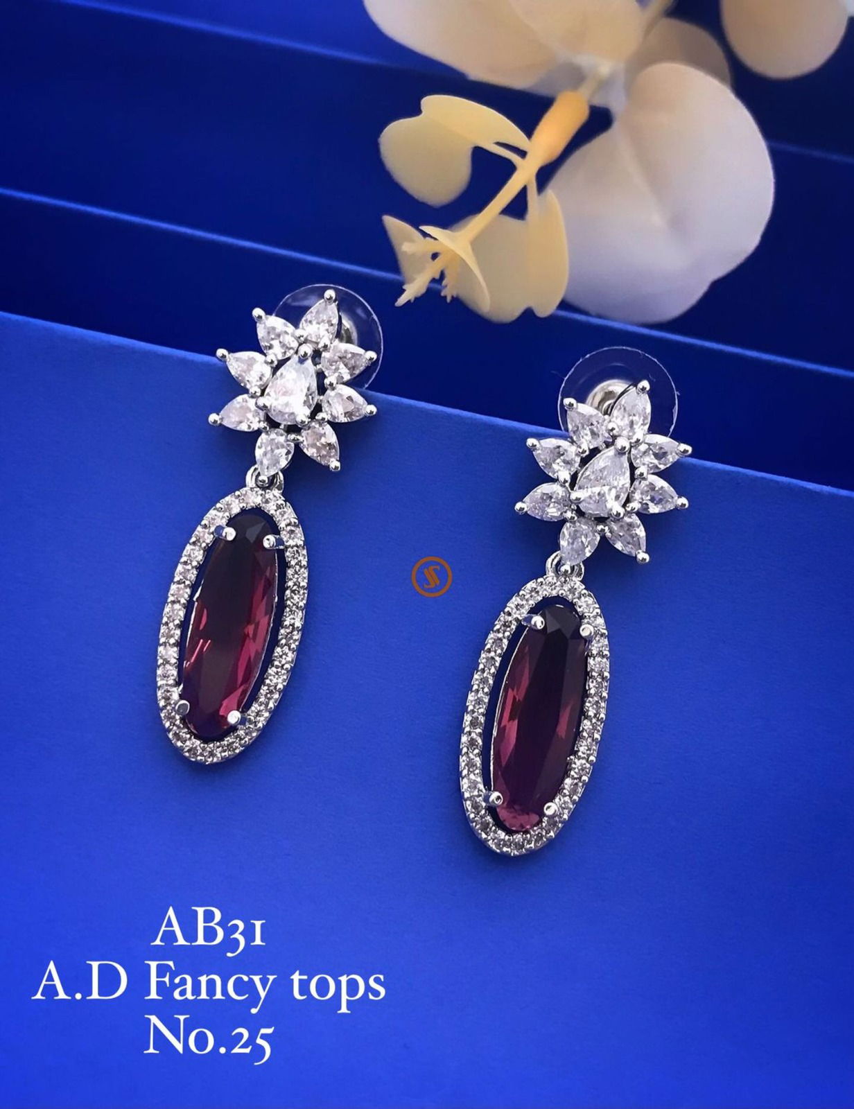 31 AB AD Silver Diamond Fancy Earrings Wholesale Market In Surat
